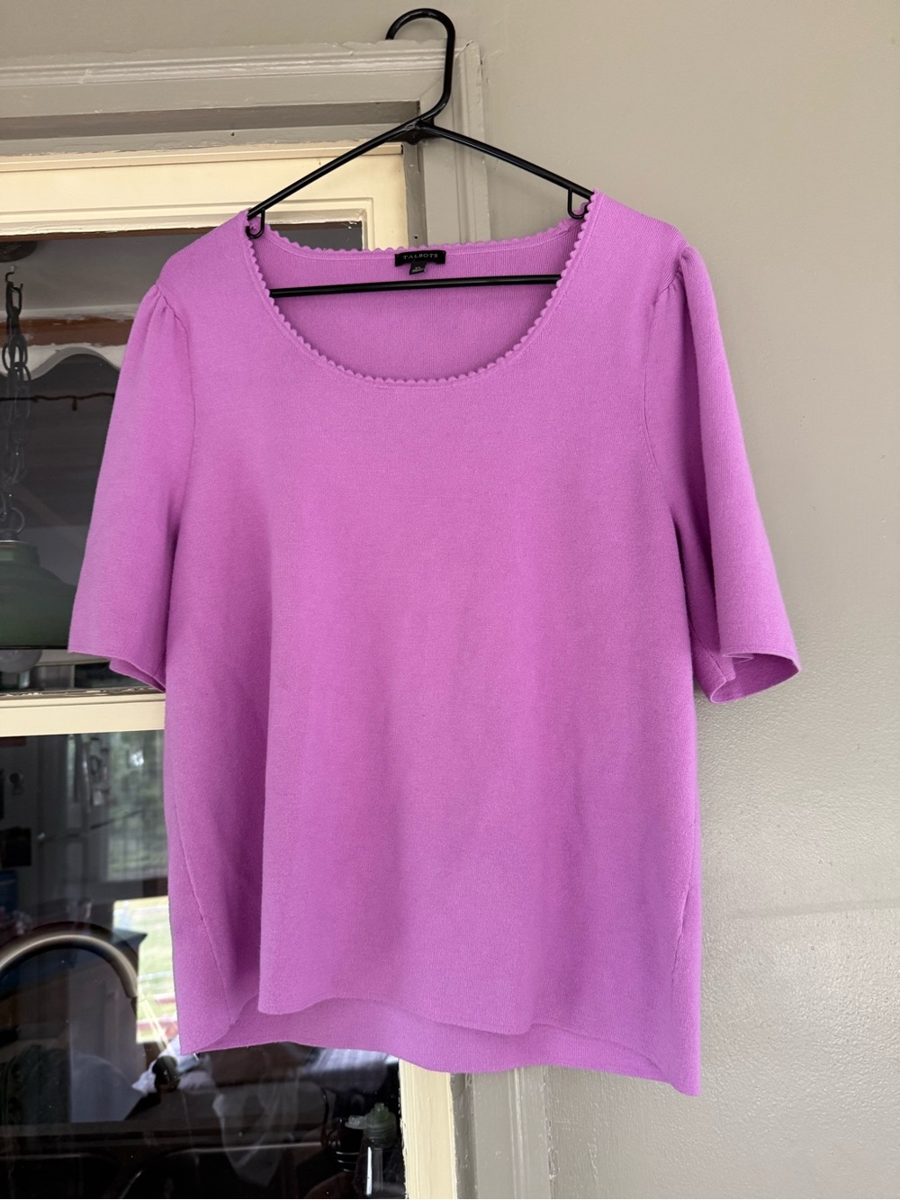 Talbots Lilac Short Sleeve Scoop Neck Top